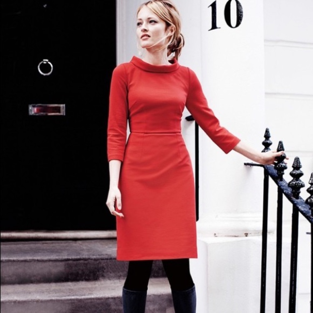 Boden Ribbed Zoe Dress Red Size 4